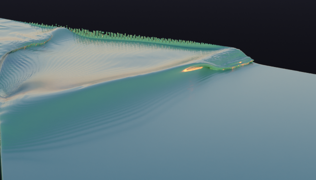 3D-рендер воды из того же поля высоты поверхности
